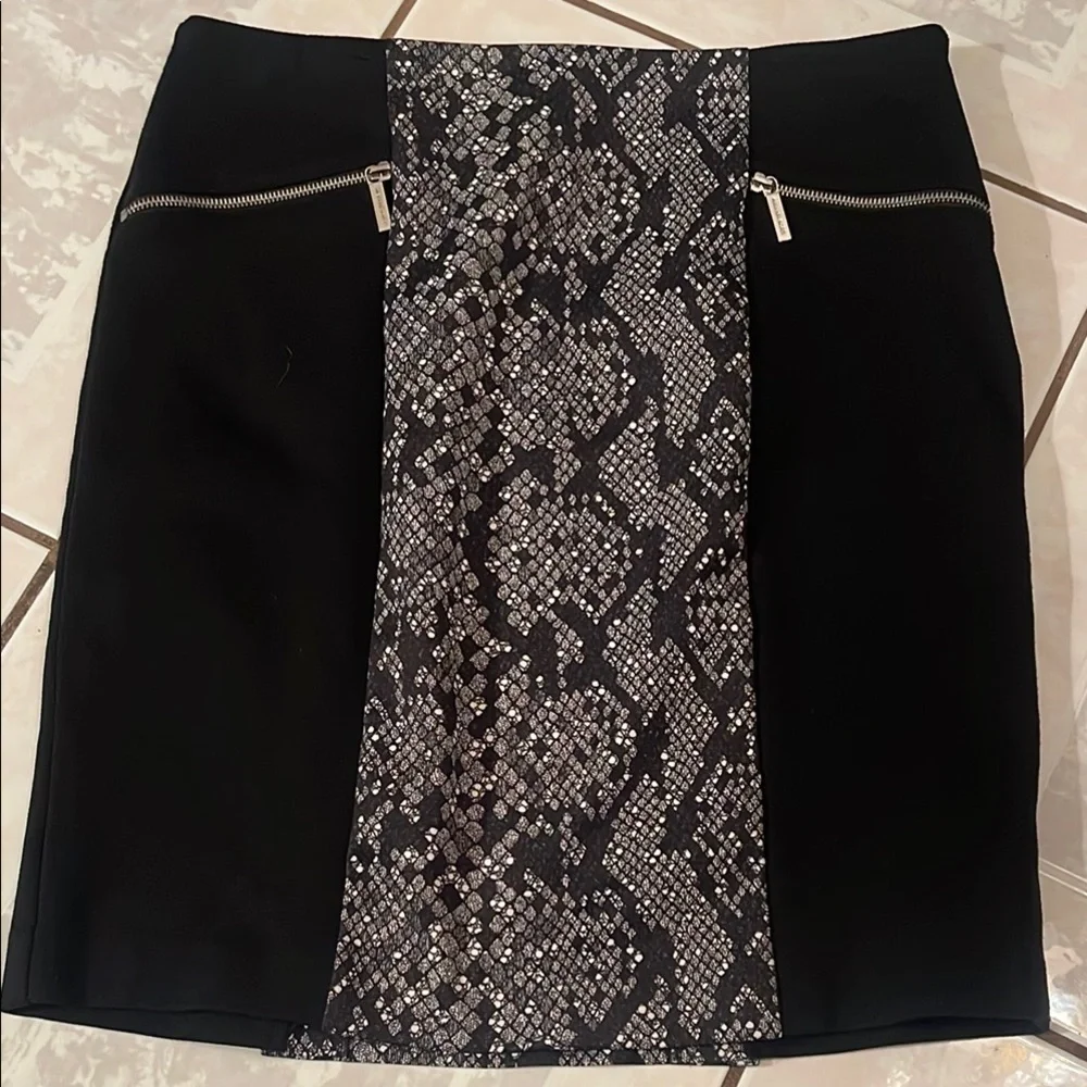Michael Kors Black and Gray Mini Pencil Skirt